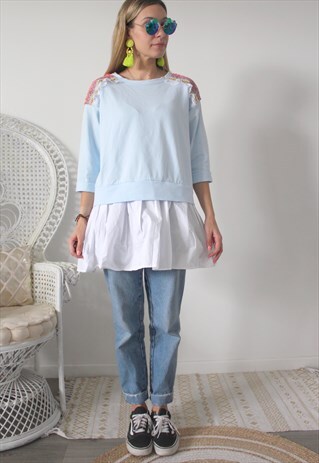 SWEATSHIRT ETHNIC EMBROIDERY ON SHOULDERS