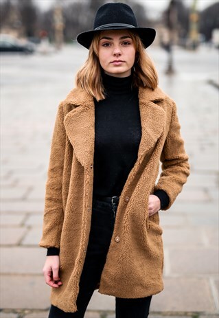 TEDDY FAUX SHEARLING COCOON COAT