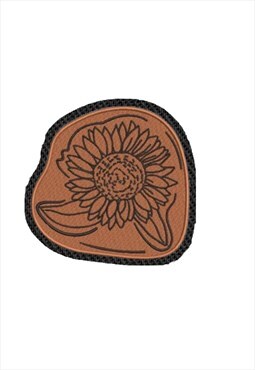 Embroidered Tooled Leather Style Sunflower iron on patch