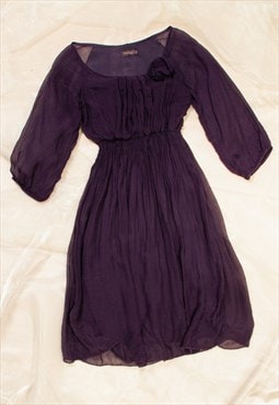 Vintage Dress Y2K Silky Fairycore Frilly Midi in Purple