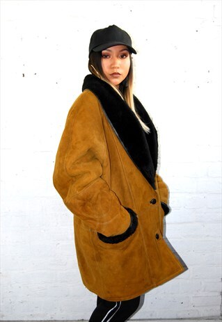 SHEARLING JACKET/COAT WITH FLEECE COLLAR (1970'S)