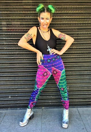 VINTAGE CRAZY PATTERNED BAGGY LEGGINGS