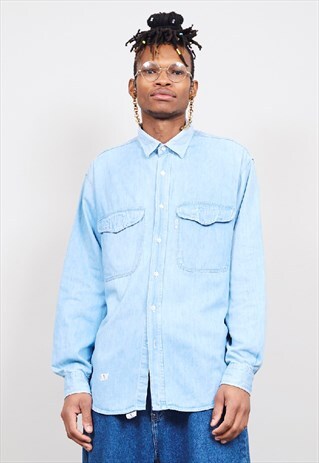 VINTAGE 90'S VALENTINO JEANS BLUE DENIM SHIRT