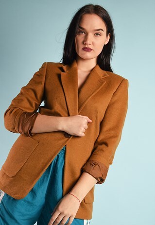 VINTAGE 90'S RETRO CLASSIC CUT WOOLLEN BLAZER JACKET