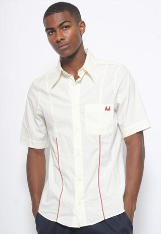VINTAGE ARMANI JEANS BOWLING SHIRT WHITE
