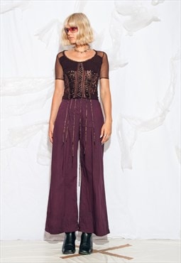 Reworked Vintage Y2K Wide-Leg Trousers in Purple