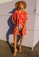 KIMONO IN RED & PINK