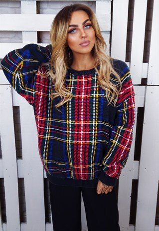 TARTAN OVERSIZED 90'S COSY JUMPER