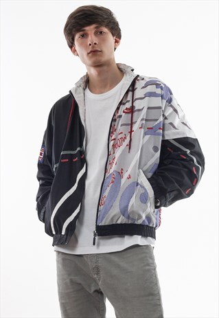 VINTAGE NIKE JUST DO IT TRACKSUIT 90S WHITE BLACK PRINTED