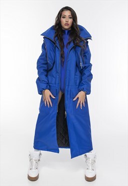 Winter Longline Hoodie coat and vest in blue
