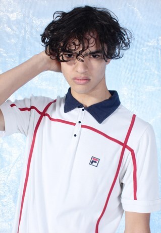 VINTAGE FILA RED AND WHITE POLO TEE