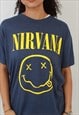 VINTAGE NIRVANA BLUE GRAPHIC T SHIRT