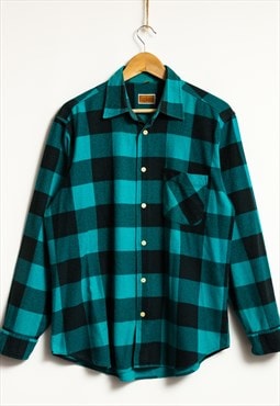 80s Vintage Checked Flannel Wool Abstract Shirt 19254