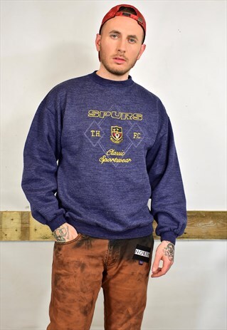 VINTAGE 90S SPURS BLUE EMBROIDERED SWEATER