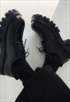 CHUNKY PLATFORM SHOES BROGUES LACE UP BOOTS IN BLACK