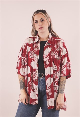 VINTAGE 90S CRAZY PRINT HAWAIIAN PATTERNED SHIRT /A25031