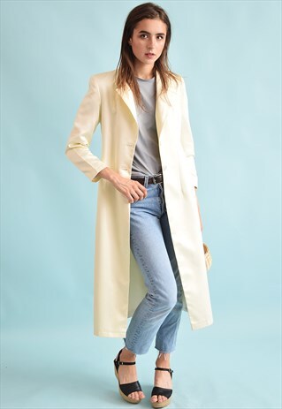 90'S RETRO CLASSIC CUT CREAMY ELEGANT LONG JACKET