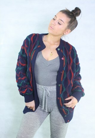 VINTAGE OVERSIZED ICELANDIC,PATTERNED,COSY KNIT CARDIGAN