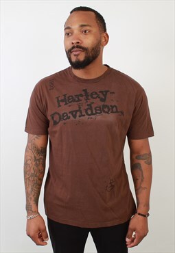 Vintage Harley Davidson spell out brown graphic t shirt