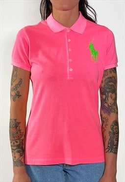 Vintage 90s neon pink shirt sleeved polo shirt 