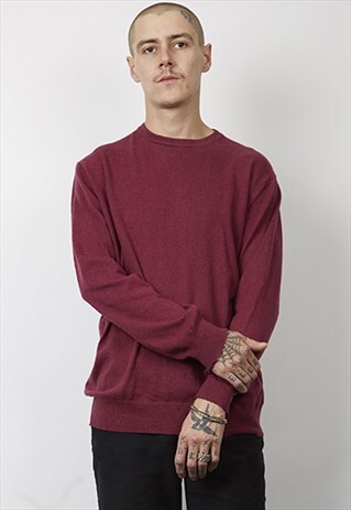 VINTAGE 90'S BURGUNDY CASHMERE KNIT JUMPER