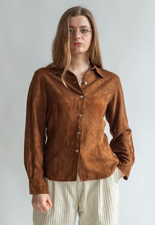 VINTAGE 70S BOHO BROWN SHIRT