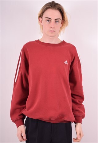 ADIDAS MENS VINTAGE SWEATSHIRT JUMPER XL RED 90S