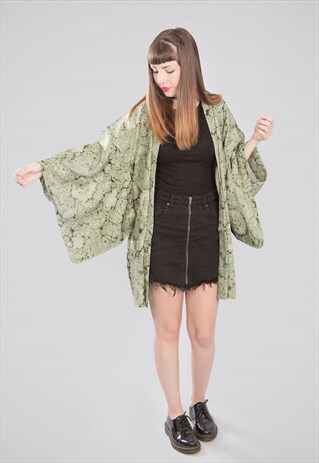 VINTAGE KIMONO JACKET GURIN IN GREEN