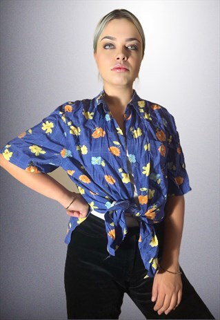 VINTAGE INNOCENT ROMANTIC FLORAL PATTERNED SHIRT