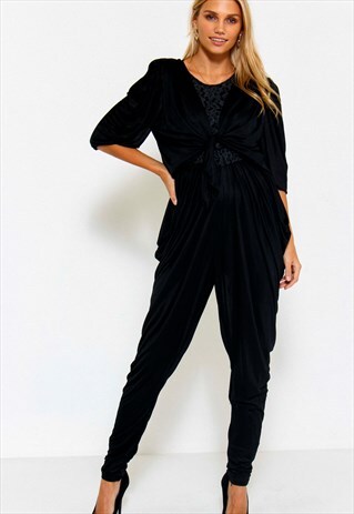 VINTAGE 90'S BLACK LACE DETAIL JUMPSUIT
