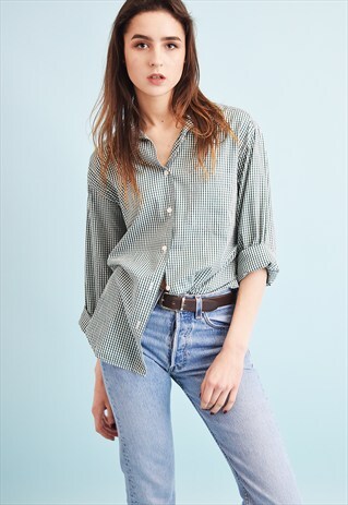 90'S RETRO CHECKED OVERSIZED SHIRT TOP