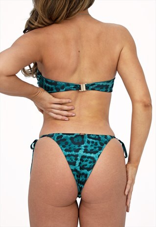BIKINI BOTTOM CHEEKY - TULUM TEAL LEOPARD PRINT