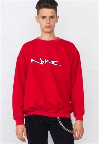 VINTAGE RED NIKE CREW NECK PULLOVER SWEATSHIRT
