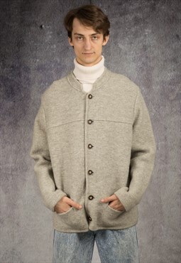 90s virgin wool jacket in austrian style in light grey color