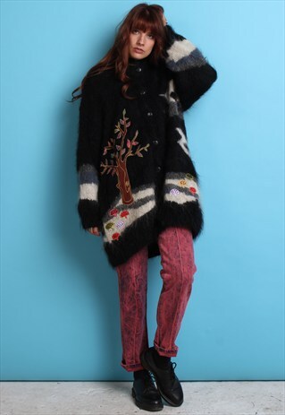 80S DETAIL BLACK MOHAIR CARDIGAN