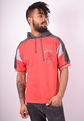 REEBOK MENS VINTAGE HOODIE TOP MEDIUM RED 90S