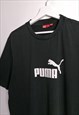 VINTAGE 90'S PUMA UNISEX CLASSIC T-SHIRT LARGE LOGO IN BLACK
