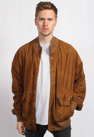 VINTAGE SUEDE OVERSIZED BOMBER JACKET