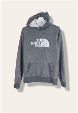 Vintage The North Face Sweatshirt Hoodie White Logo in Grey