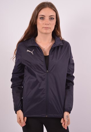 VINTAGE PUMA RAIN JACKET NAVY BLUE