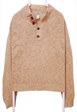 L.L.Bean 90's Button Up Knitted Jumper Large Beige Cream