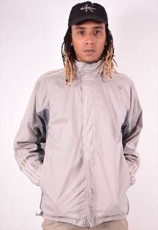 ADIDAS MENS VINTAGE RAIN JACKET SMALL GREY 90S
