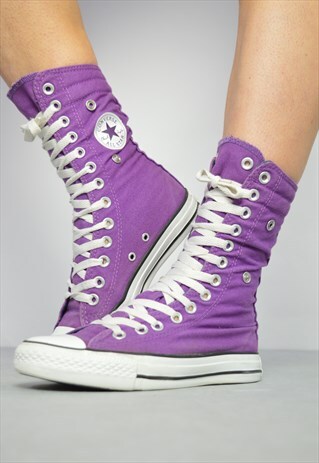 VINTAGE 90S CONVERSE PURPLE & NAVY X HI HI-TOPS GRUNGE RETRO