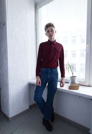VINTAGE 80'S BLUE CORDUROY STRAIGHT TROUSERS