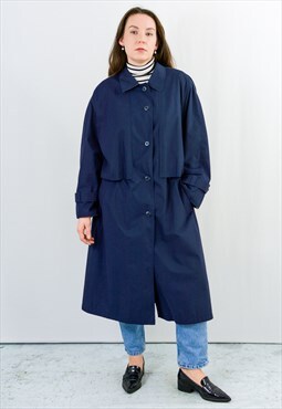 Vintage 90s trench in navy blue coat XXL/XXXL