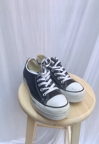 VINTAGE CONVERSE PLATFORM TRAINERS IN BLACK 90S 7.5 41