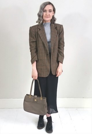 VINTAGE 80'S BROWN HANDBAG WITH GOLD DETAILS
