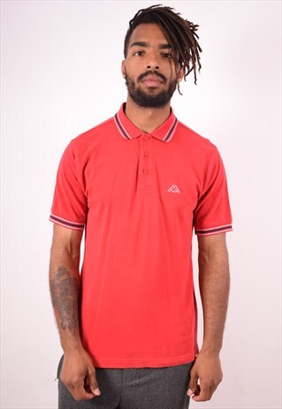 KAPPA MENS VINTAGE POLO SHIRT MEDIUM RED 90S