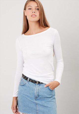 RIBBED LONG SLEEVE TOP
