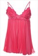 Vintage Hot Pink Lace Pleated Babydoll - XS